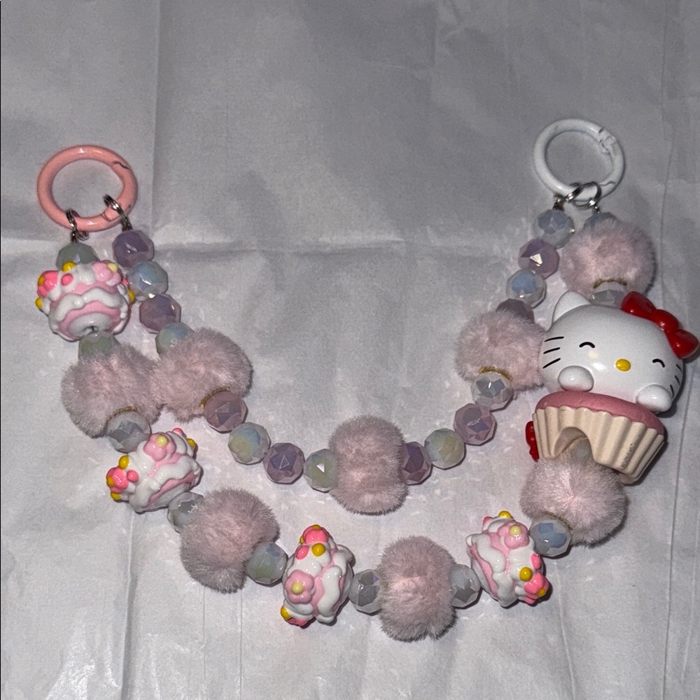 NWOT-Hello Kitty Pink Pom Pom Keychain